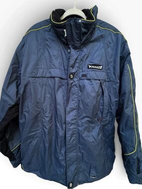 Vintage Marker Navy Blue Neon Trim Ski Jacket XXL